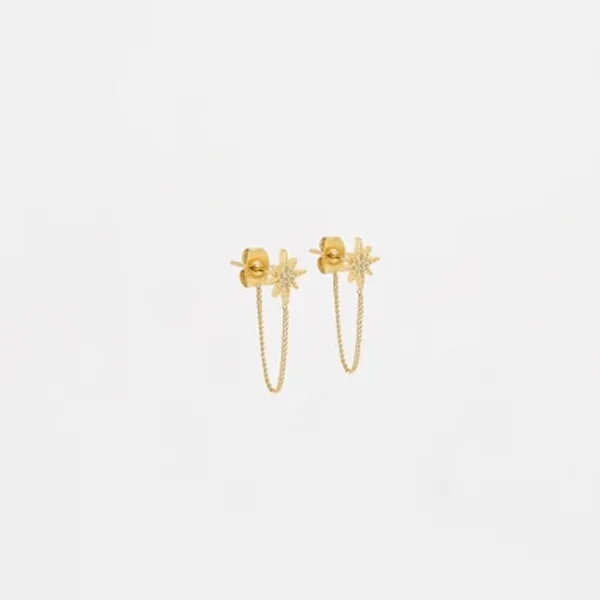 Boucles d'oreilles Zag bijoux ISAAC en acier doré et oxydes de zirconium