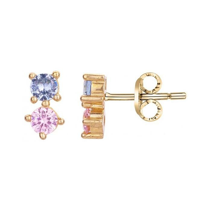 Achat Boucles d'oreilles en plaqué or, oxyde de zirconium et spinelle