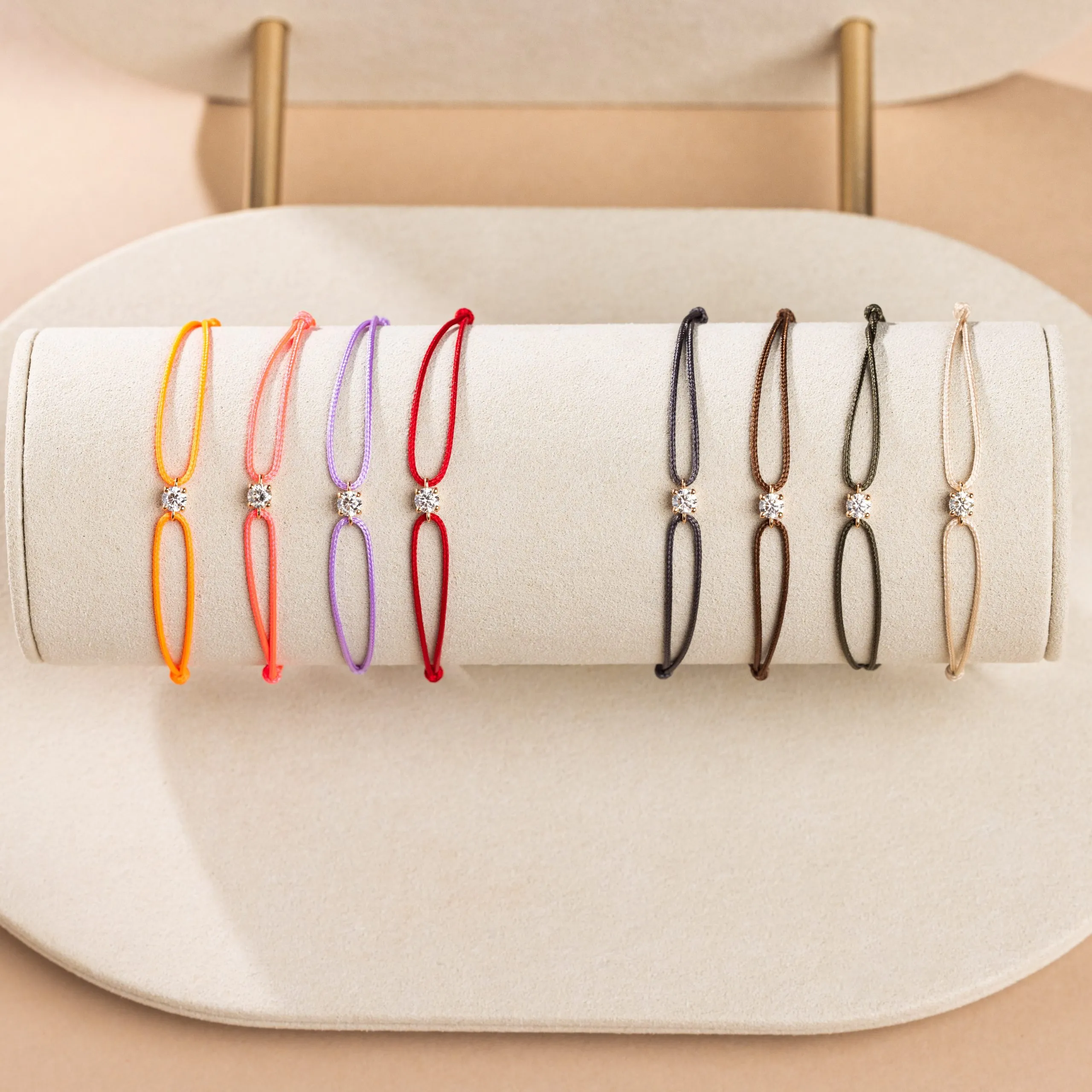 Bracelet Diamant 0,12 cts & Cordon BRC512R - Rigal