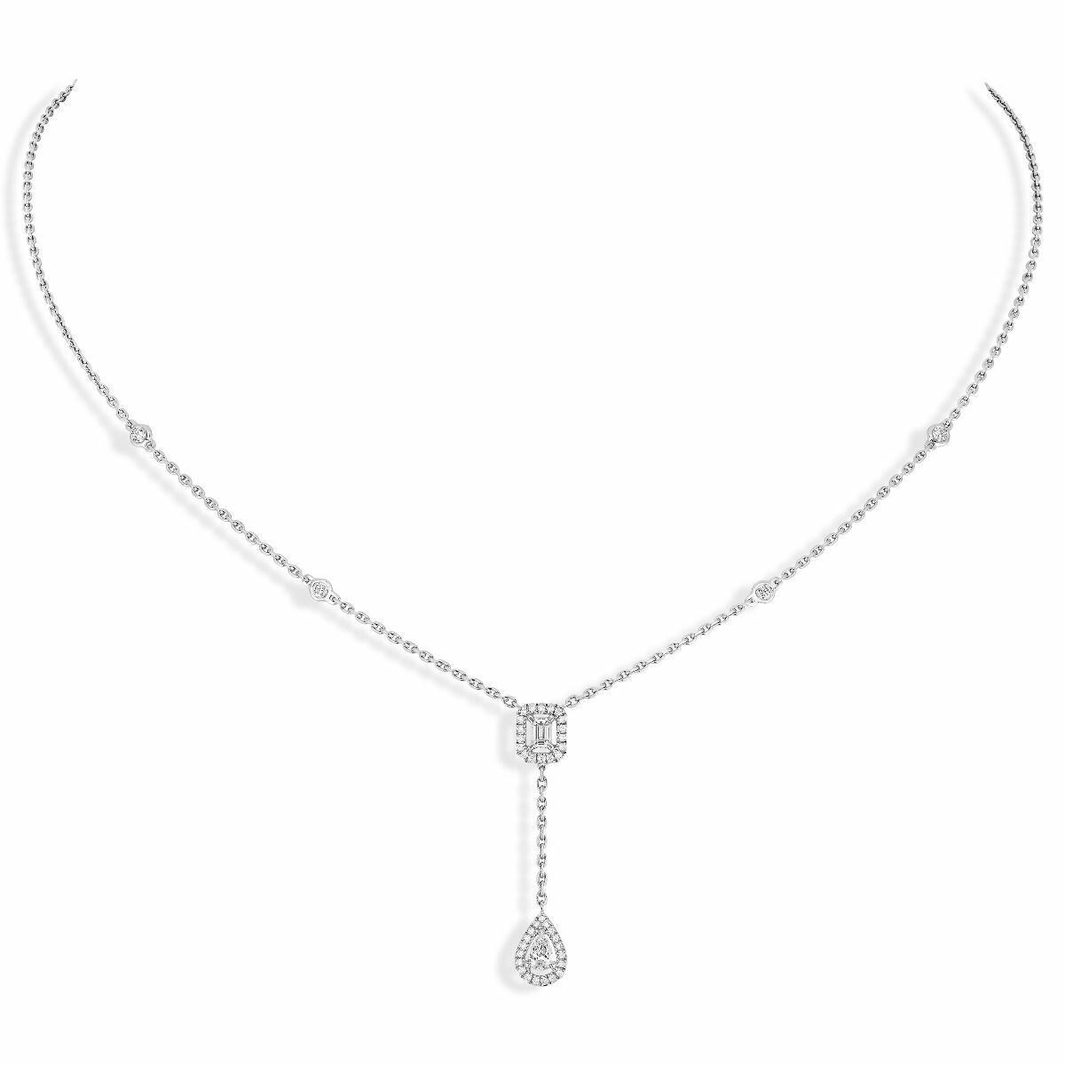 Achat Collier cravate Messika My Twin Cravate en or blanc et diamants 2x0.10ct