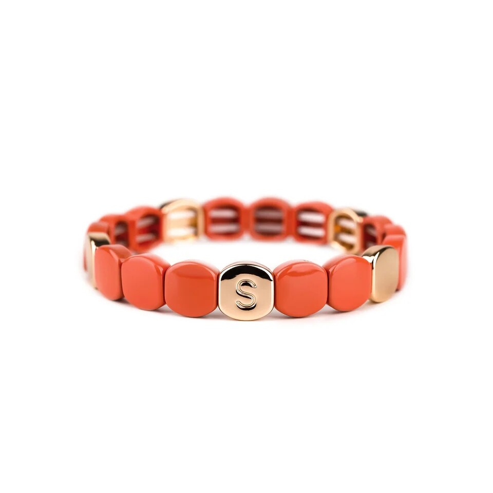 Bracelet Simone à Bordeaux Colorful en métal émaillé Corail M