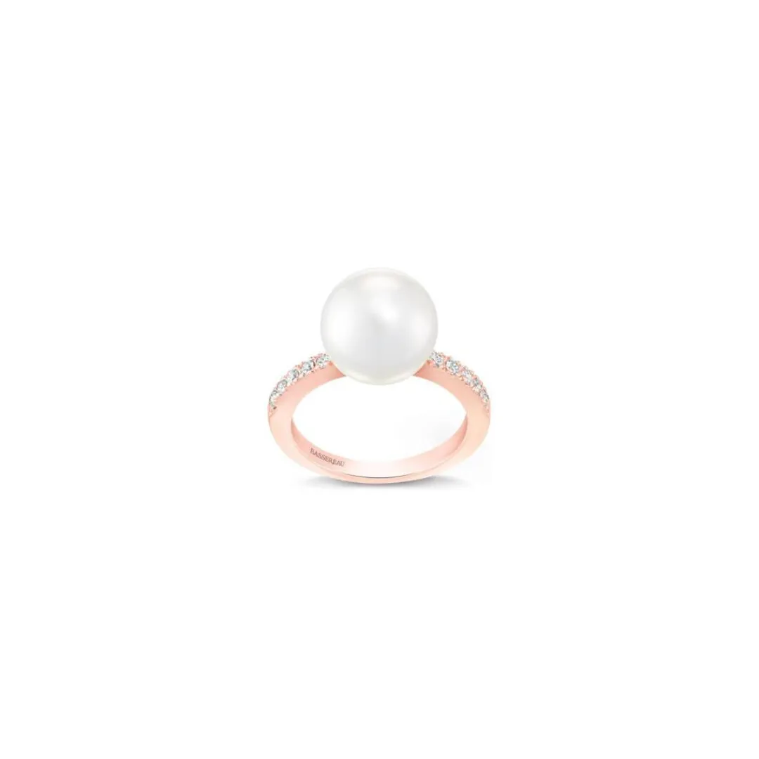 Bague 1897 en or rose, perle d'eau douce et diamants