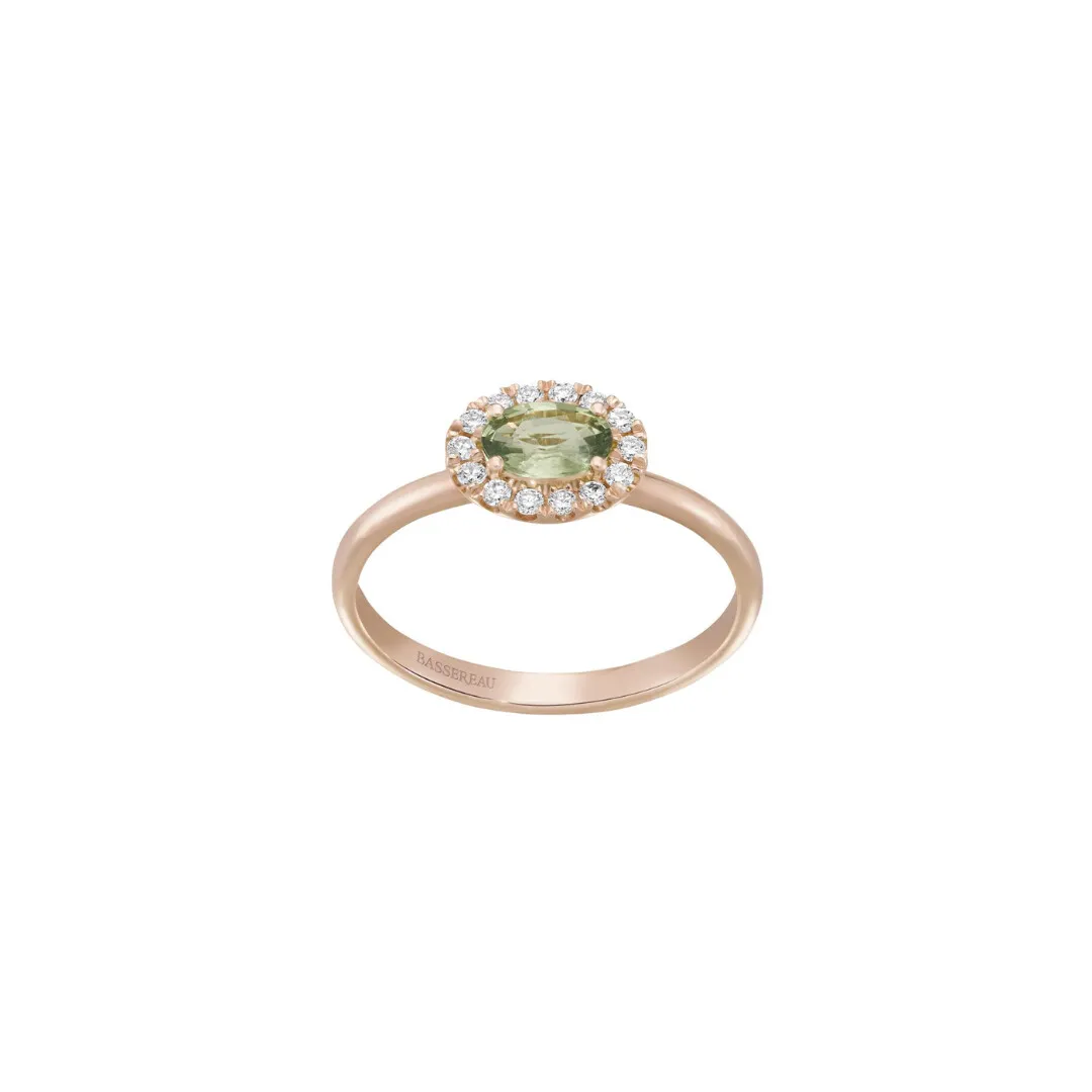 Bague 1897 en or rose, saphir vert et diamants
