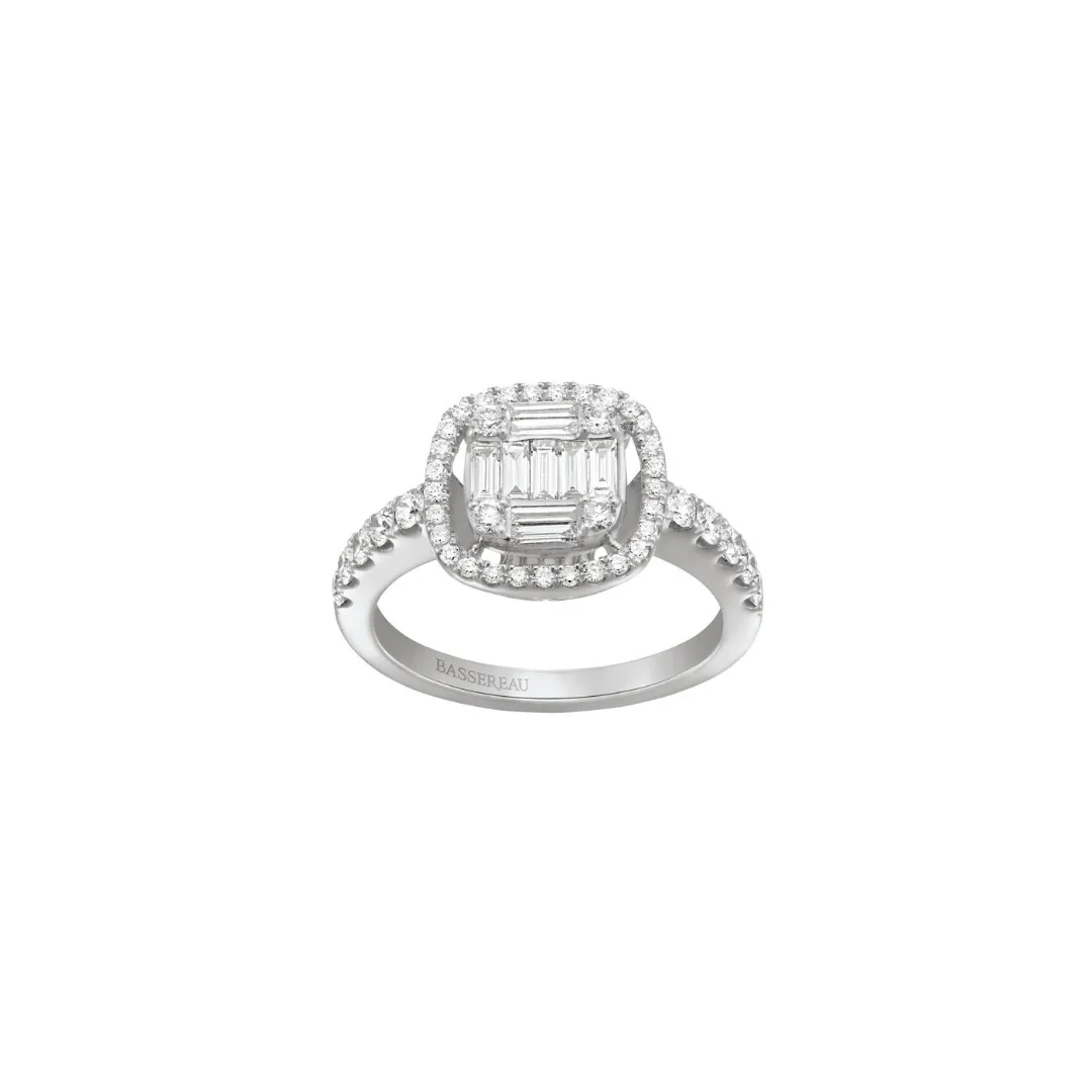 Bague Art Déco en or blanc et diamants