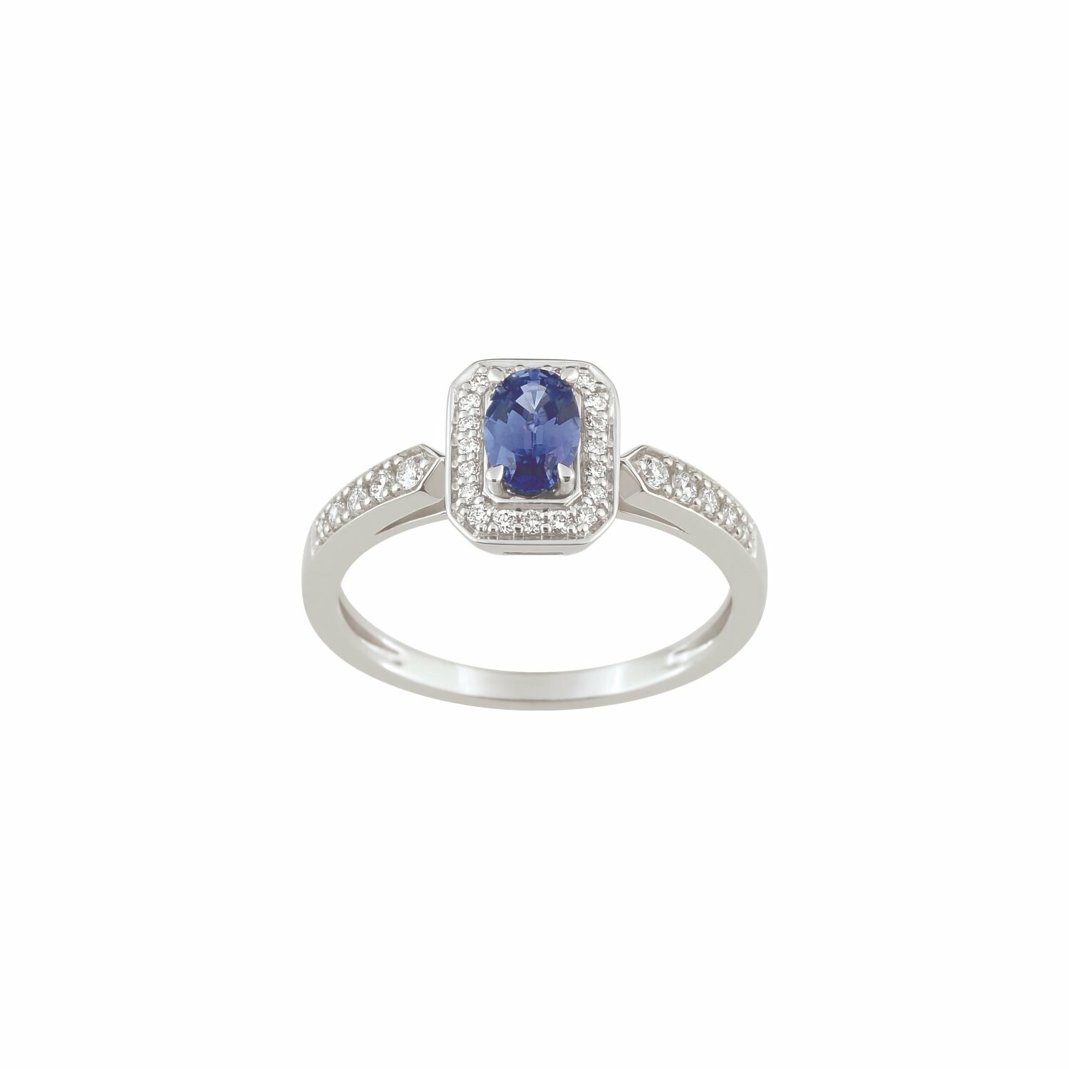 Achat Bague en or blanc, diamants et saphir 0.56ct