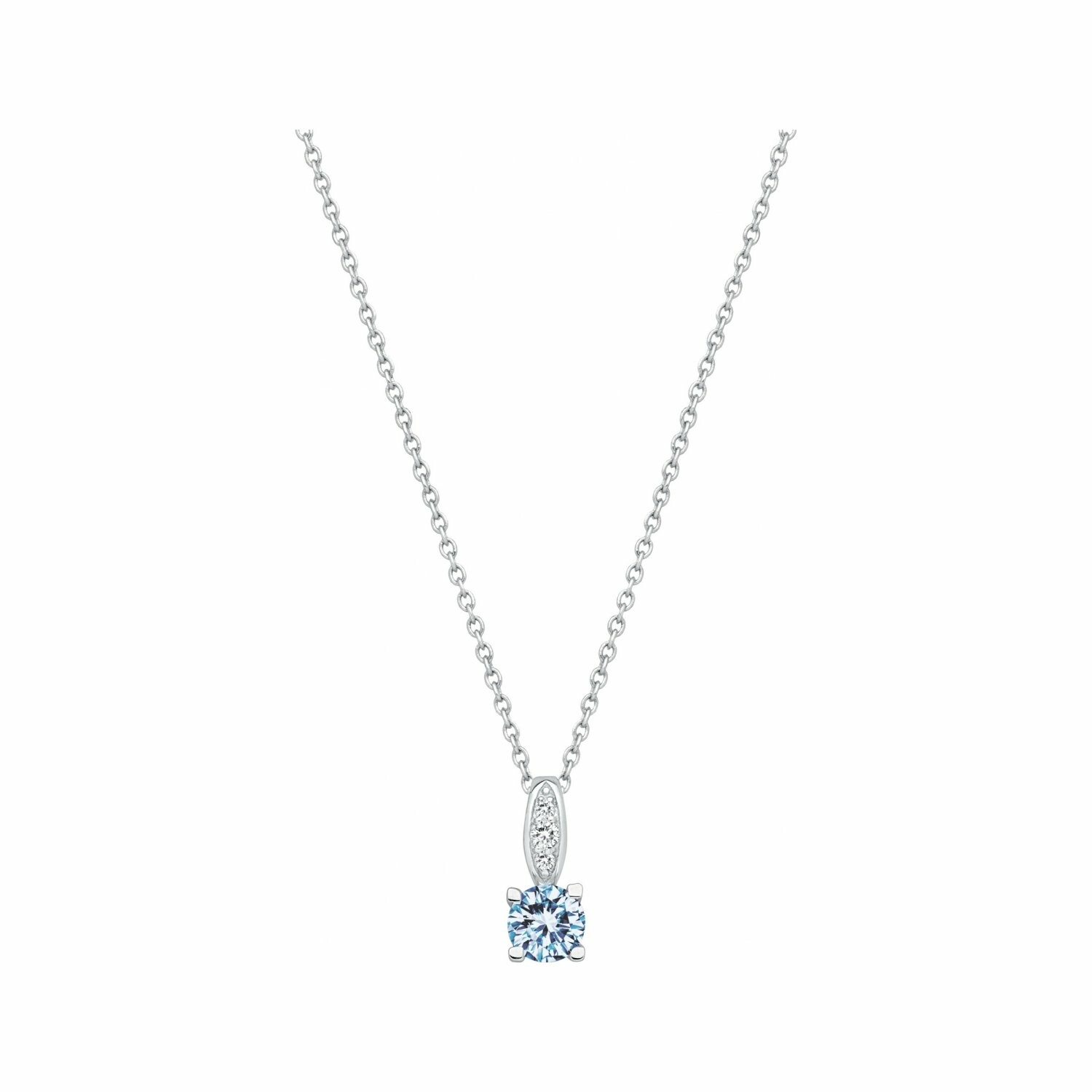 Achat Collier en argent, pierre bleue et oxydes de zirconium