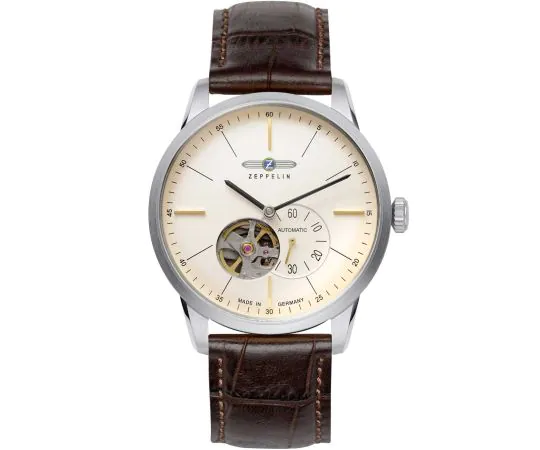 Zeppelin 7364-5 Flatline Automatique Open Heart Montre Homme 40mm 5ATM