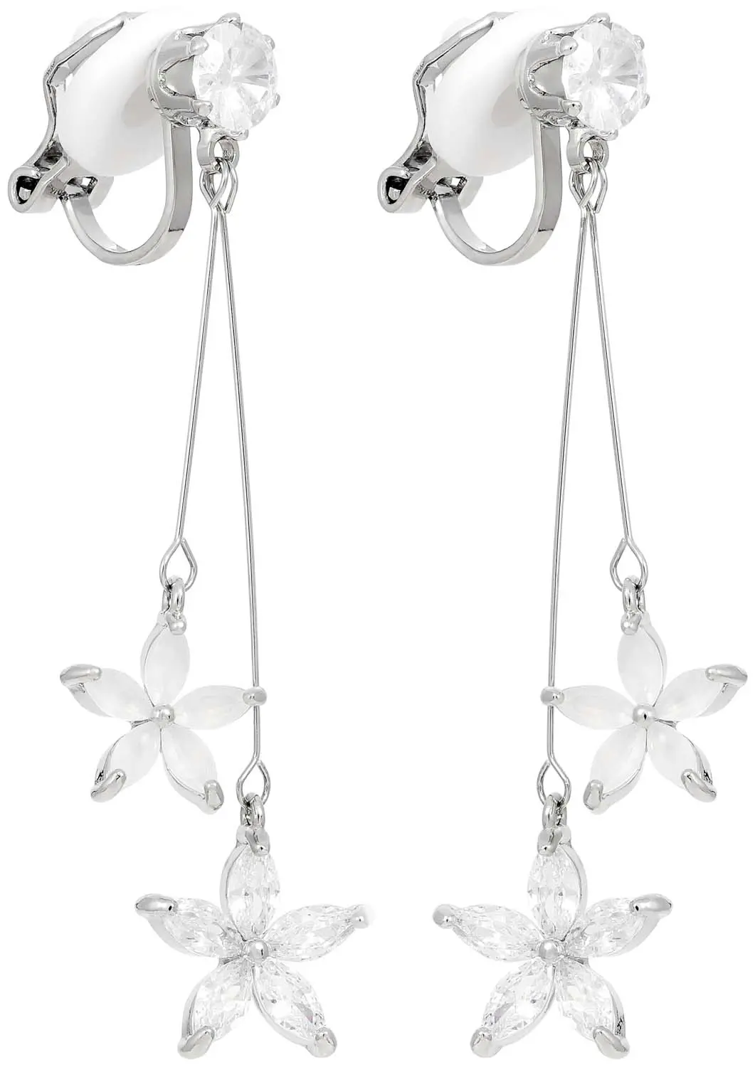 Boucles d'oreilles clips - Silver Blossom
