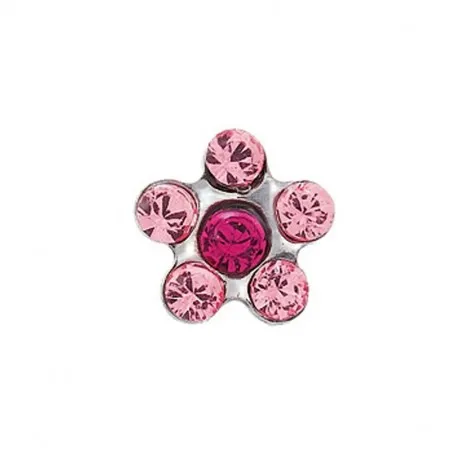 Fleur Rose - Acier Argenté - Boucle d'oreille Studex