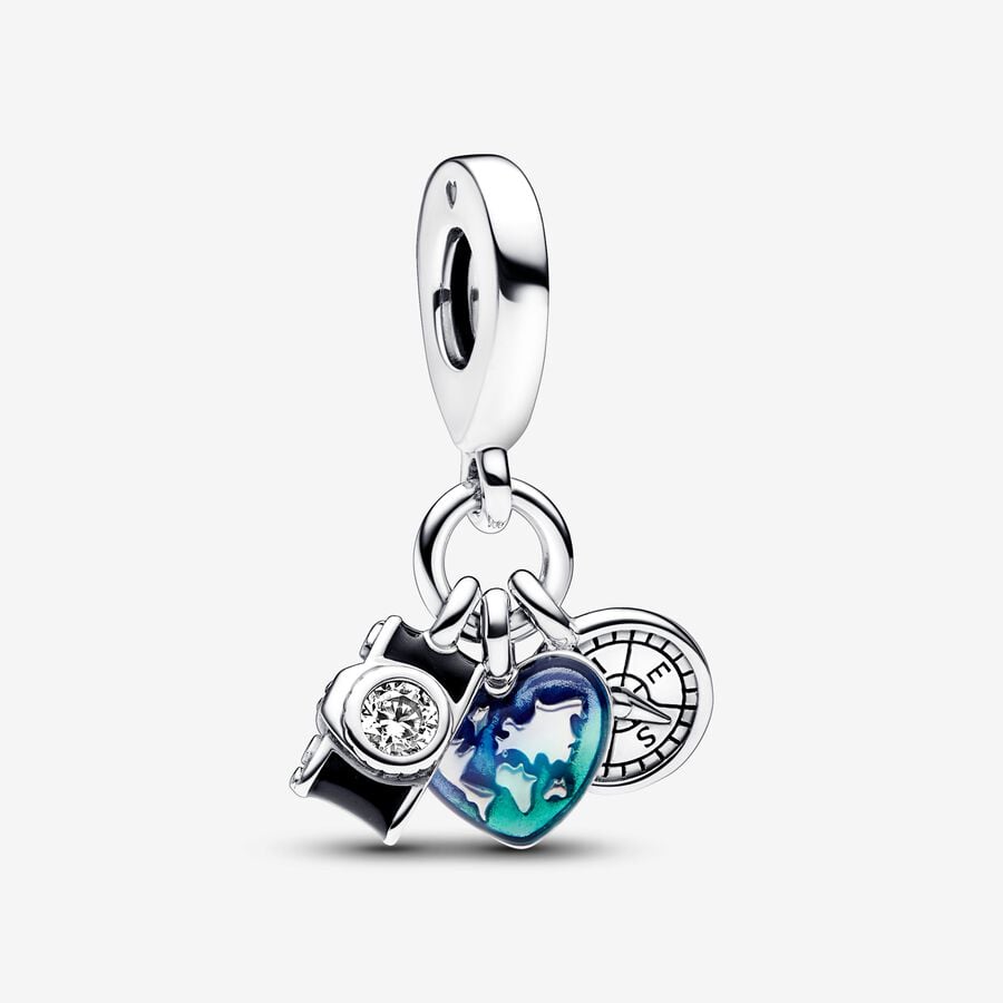 Voyage - Appareil Photo & Boussole - Argent - Charms - Pandora