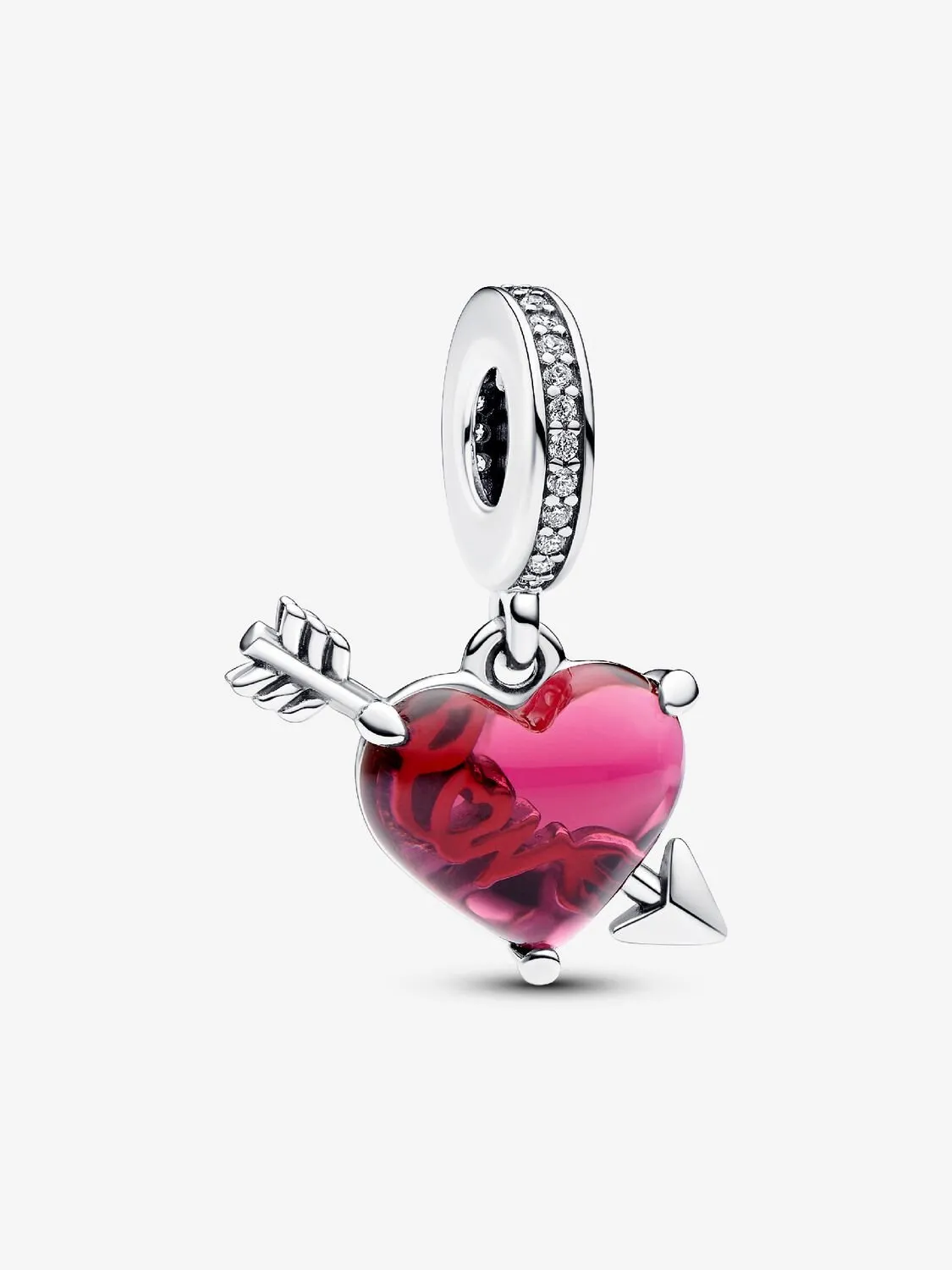 Amour - Coeur Flèche & Murano - Argent - Charms - Pandora