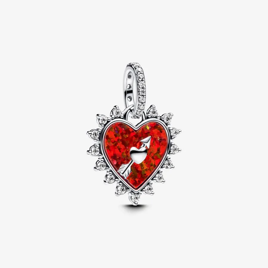 Amour - Coeur Rouge & Flèche - Argent - Charms - Pandora