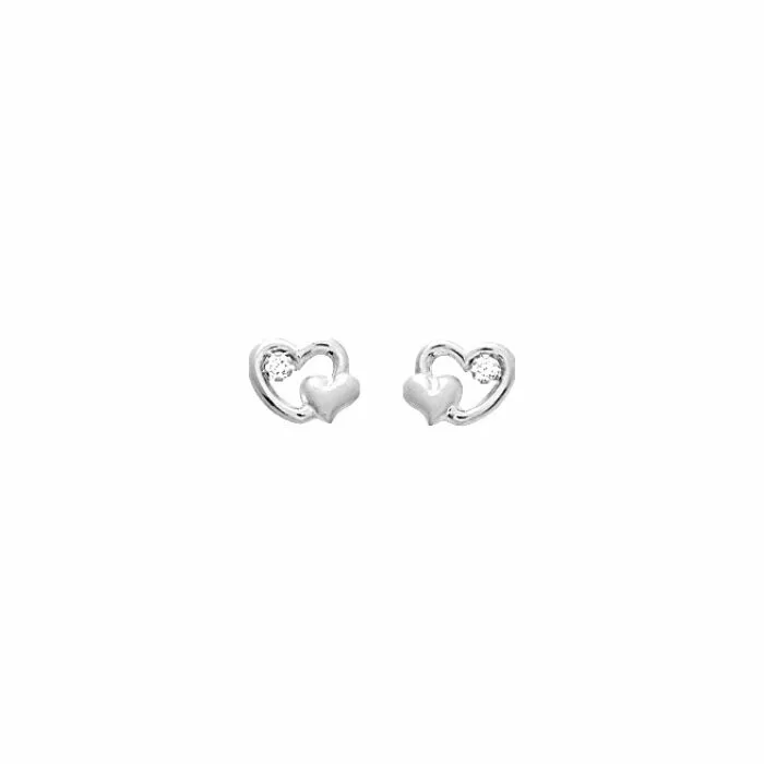 Achat Boucles d'oreilles clous en or blanc et oxydes de zirconium