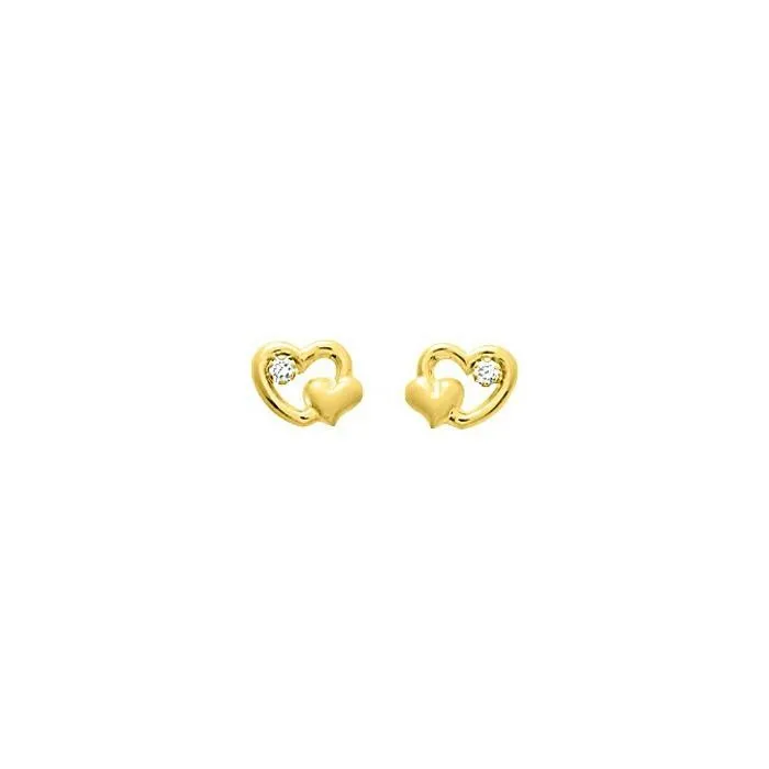 Achat Puces d'oreilles en or jaune et oxydes de zirconium