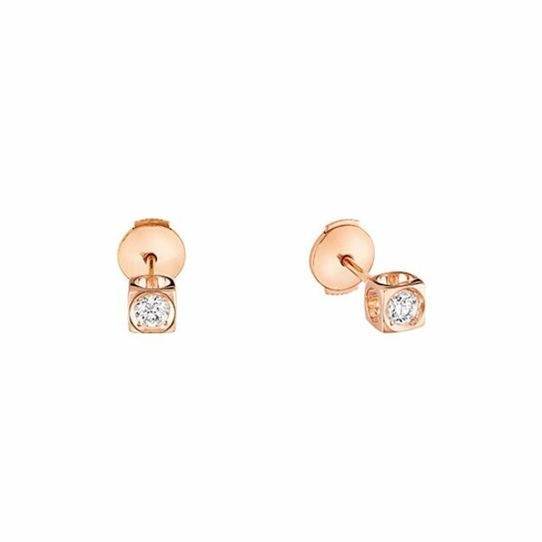 Achat Boucles d'oreilles dinh van Le Cube Diamant moyen modèle en or rose et diamants