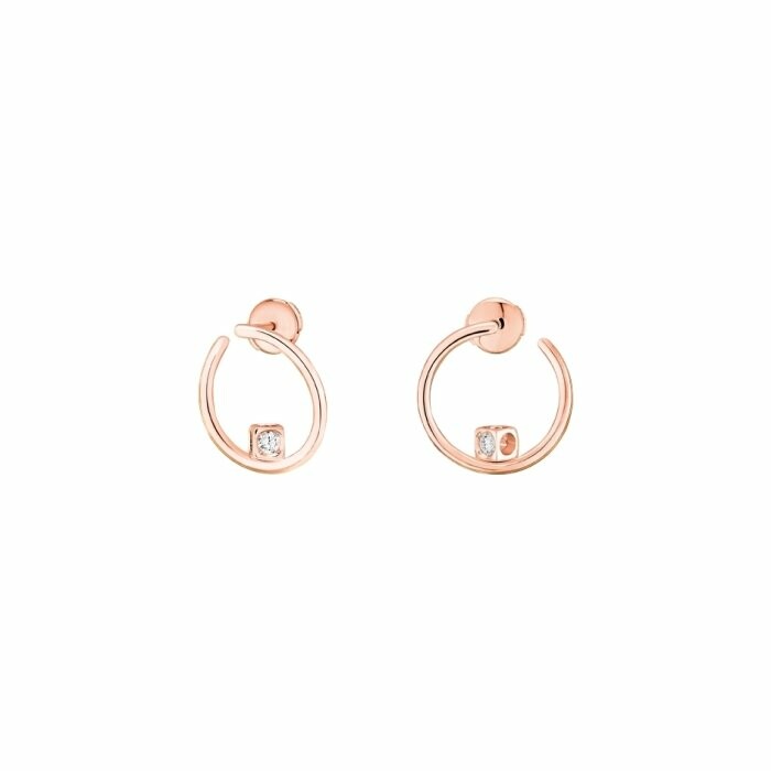Achat Boucles d'oreilles créoles dinh van Le Cube Diamant en or rose et diamants