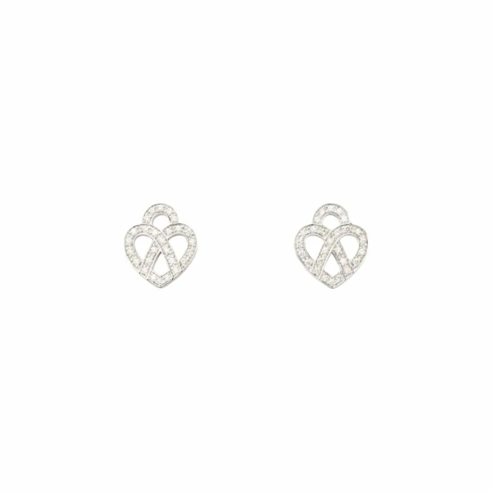 Coeur Entrelacé Boucles d'oreilles Poiray Coeur Entrelacé en or blanc et diamants