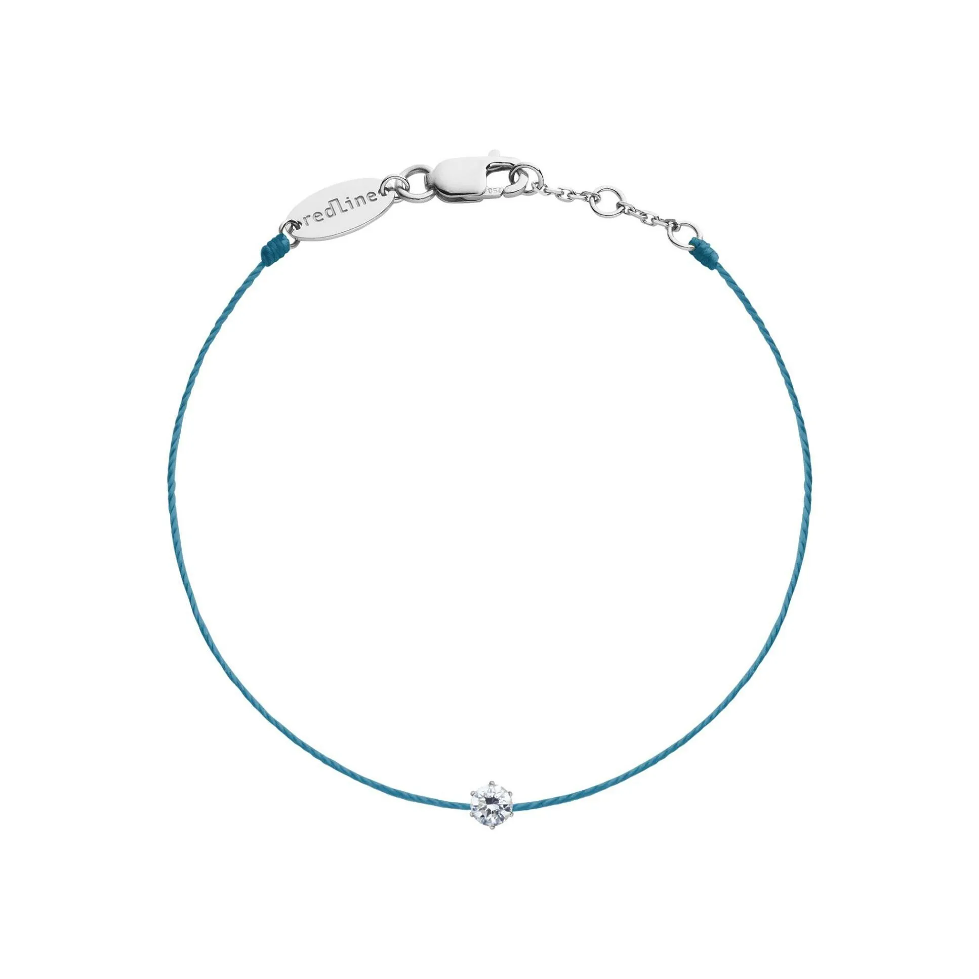Bracelet Redline Absolu fil bleu caraïbe avec diamant 0.10 ct en serti griffe or blanc