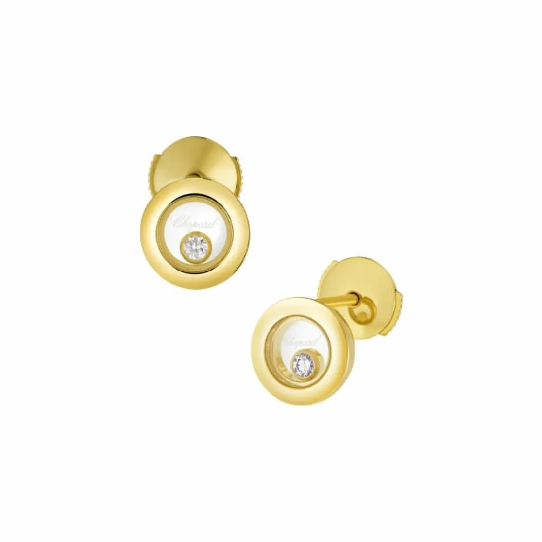 Achat Boucles d'Oreilles Chopard Happy Diamonds en or jaune et diamants