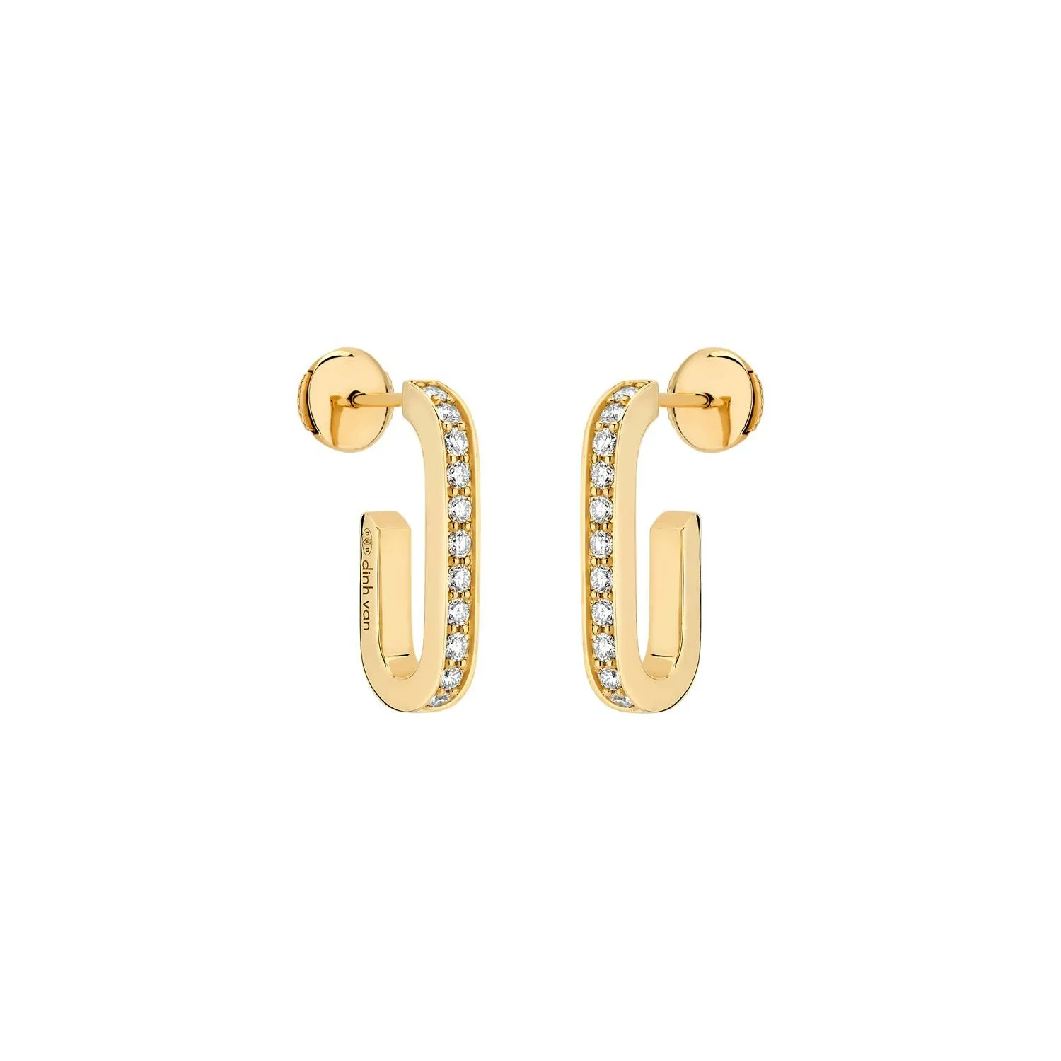 Boucles d'oreilles dinh van Maillon L en or jaune et diamants 860111 - Rigal