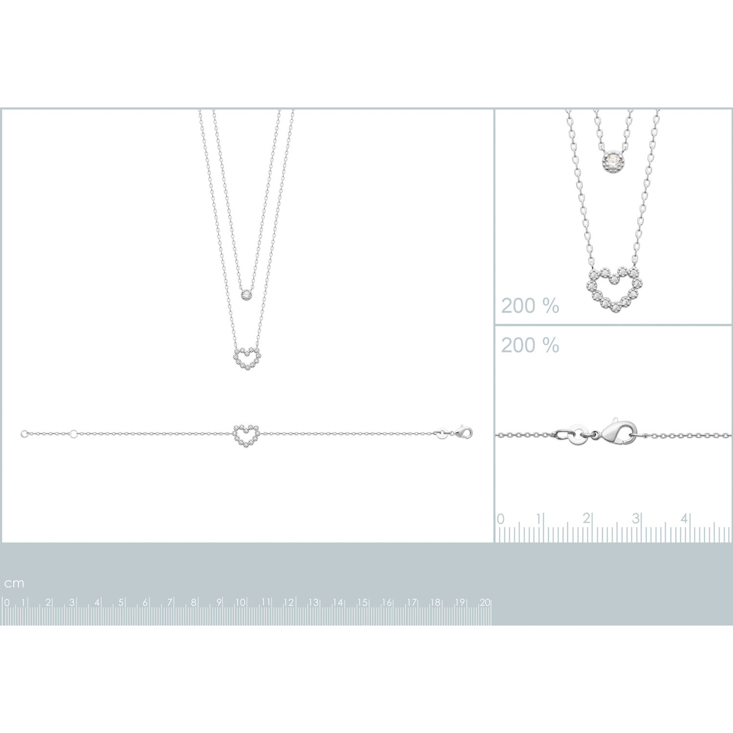 Achat Collier en argent rhodié et oxyde de zirconium, 45cm