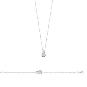 Collier en argent et oxyde de zirconium, 45cm