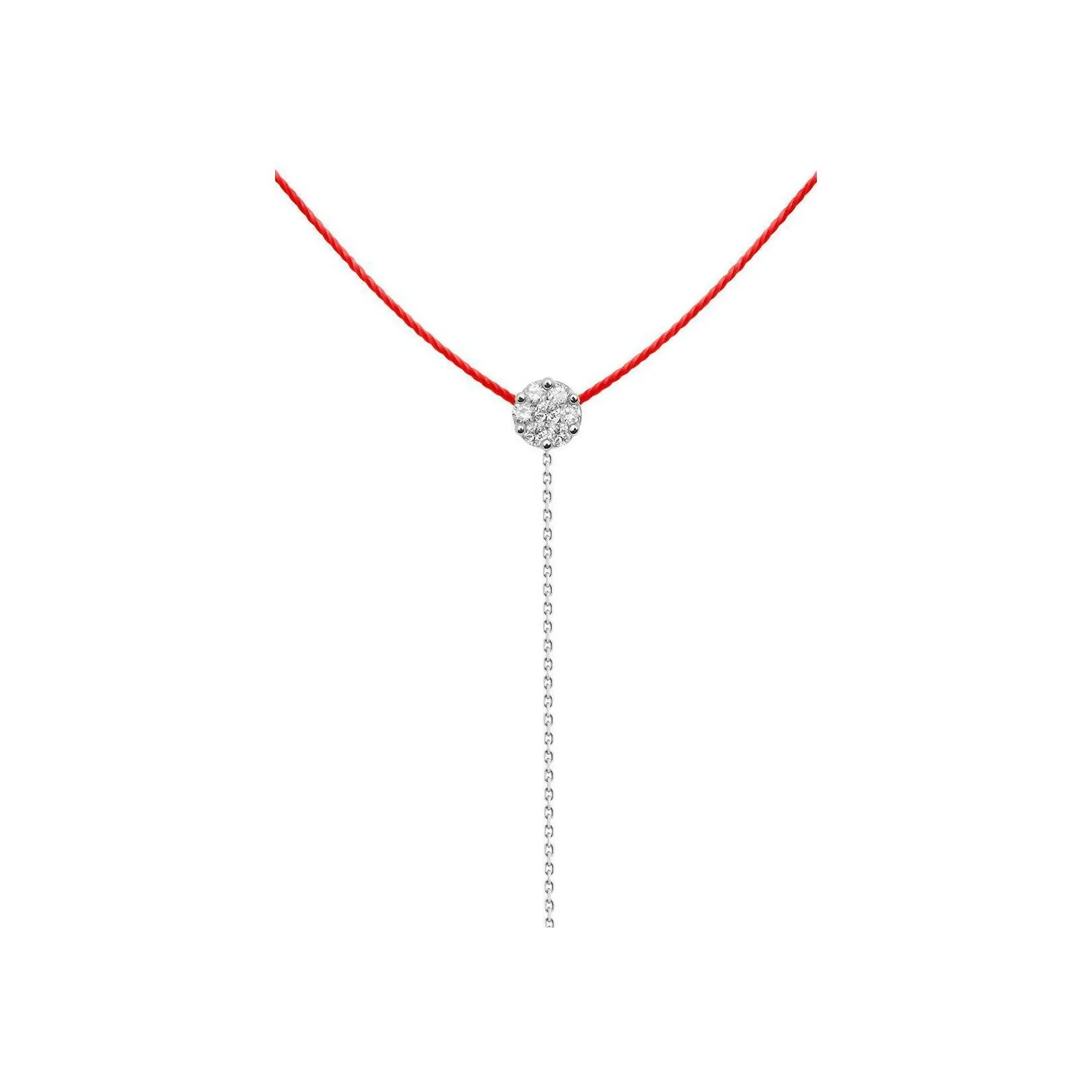 Collier RedLine Illusion Séduction fil rouge en or blanc et diamants