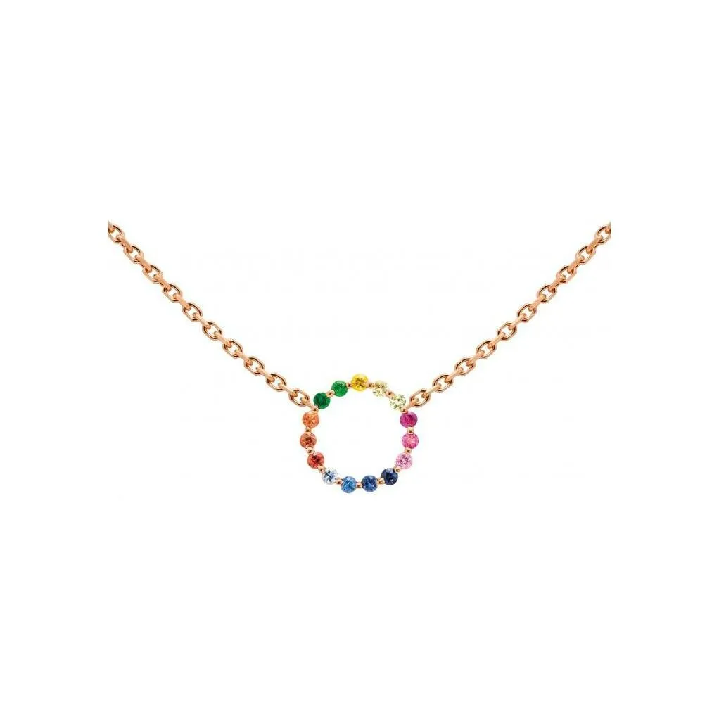 Collier RedLine Aurelange Rainbow en or rose et saphirs multicolores