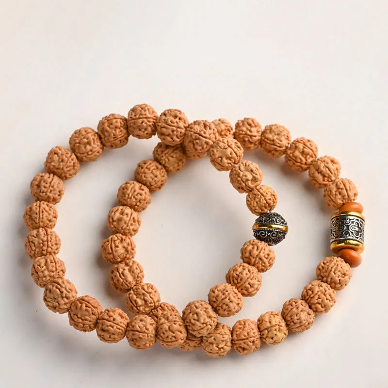 Bracelet de richesse et de bon augure en Buddha Stones tibétaines Rudraksha Bodhi Seed