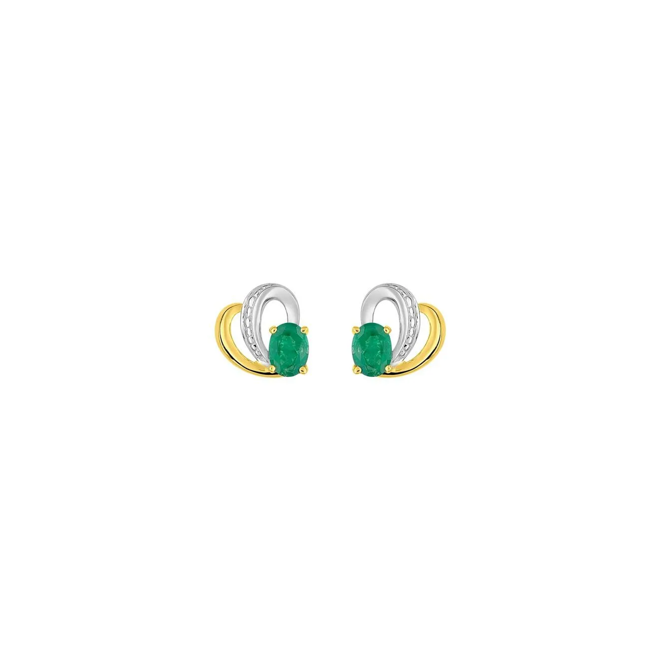 Achat Puces d'oreilles en or jaune rhodié et émeraudes