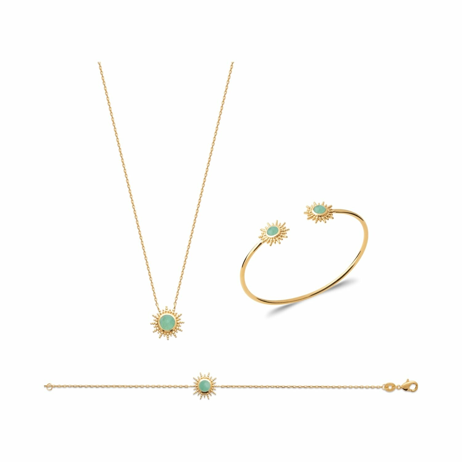 Achat Collier en plaqué or et aventurine, 45cm