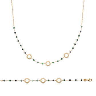 Achat Bracelet en plaqué or et rubis zoisite, 18cm