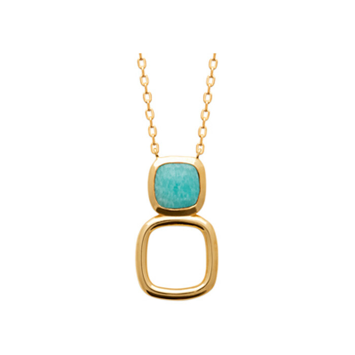 Achat Collier en plaqué or et amazonite, 45cm