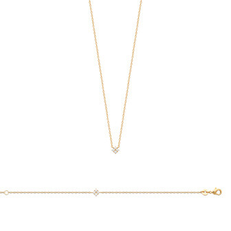 Achat Collier en plaqué or et oxyde de zirconium, 45cm