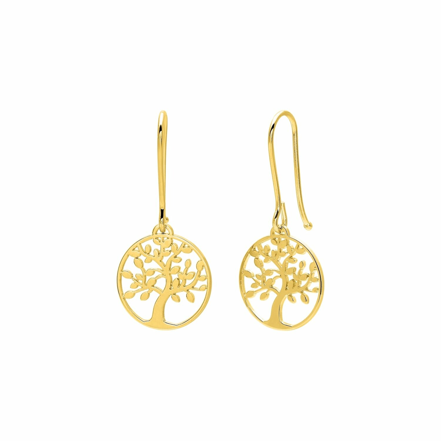 Achat Boucles d'oreilles crochet arbre de vie en or jaune