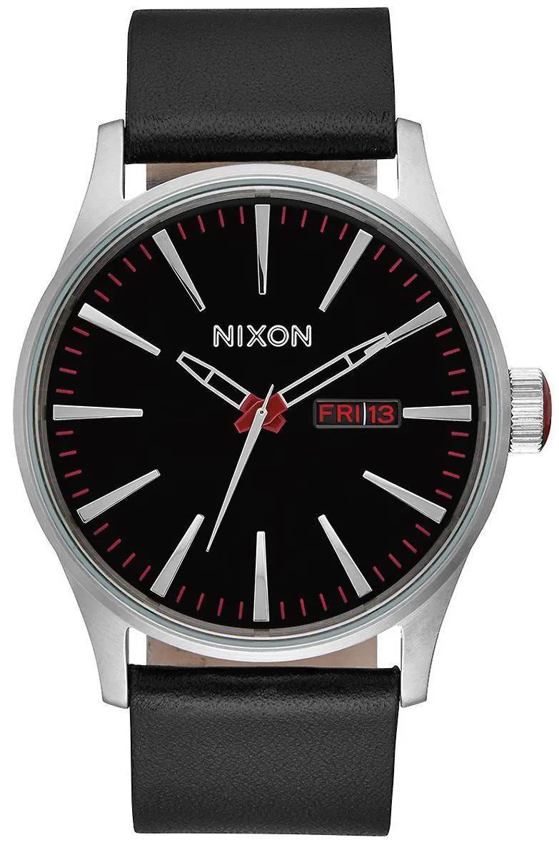 Montre Nixon Quartz Sentry cuir noir A105-000-00 homme