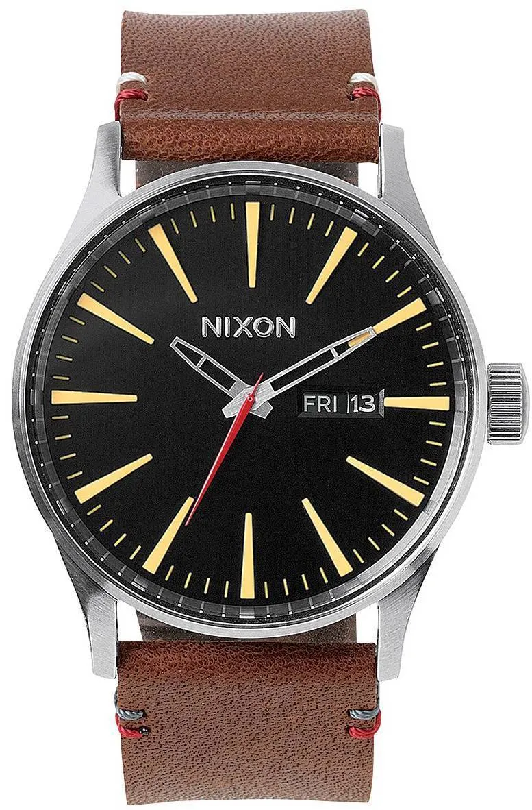 Montre Nixon Quartz Sentry en cuir marron A105-019-00 homme