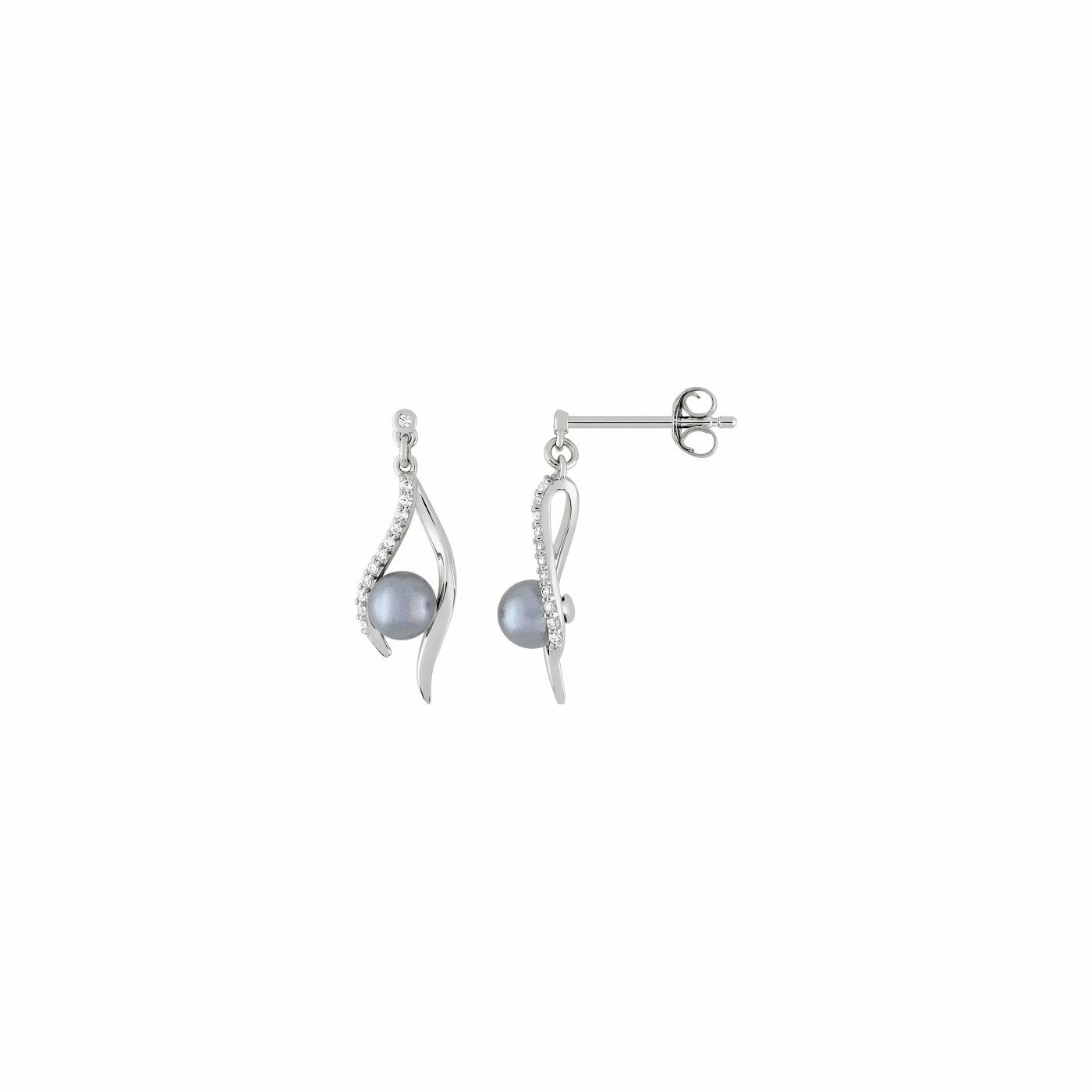 Achat Boucles d'oreilles pendantes en argent rhodié, 5mm