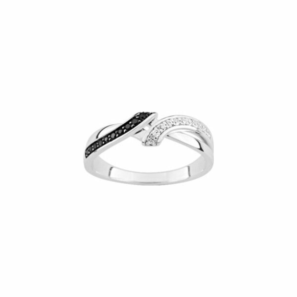 Achat Bague en argent rhodié et oxyde de zirconium blanc et noir