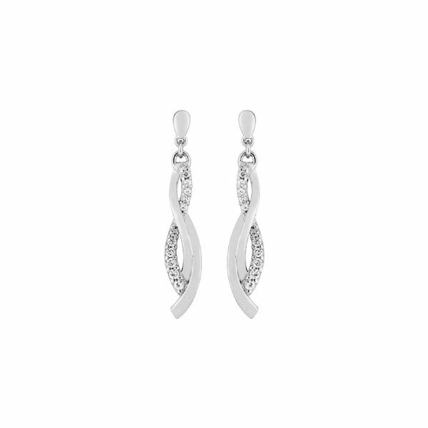 Achat Boucles d'oreilles pendantes en argent rhodié et oxydes de zirconium