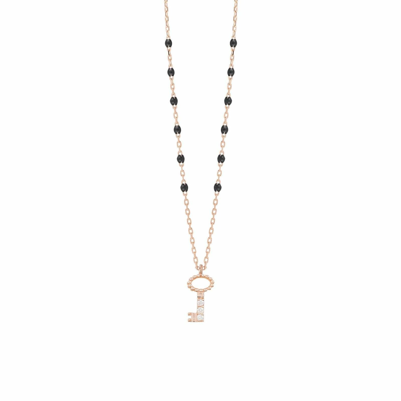Achat Collier Gigi Clozeau Clé en or rose, résine noire et diamants