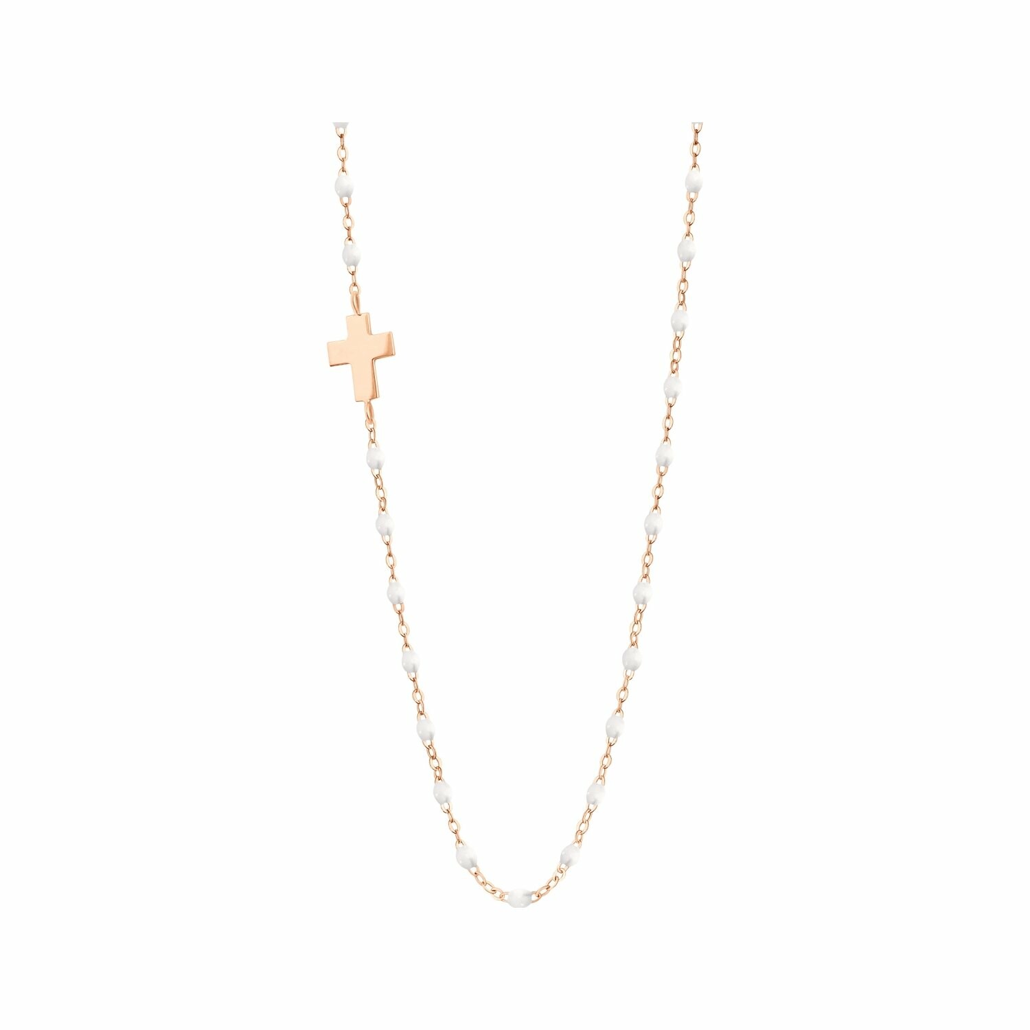 Achat Collier Gigi Clozeau Croix de côté en or rose et résine blanche, 42cm