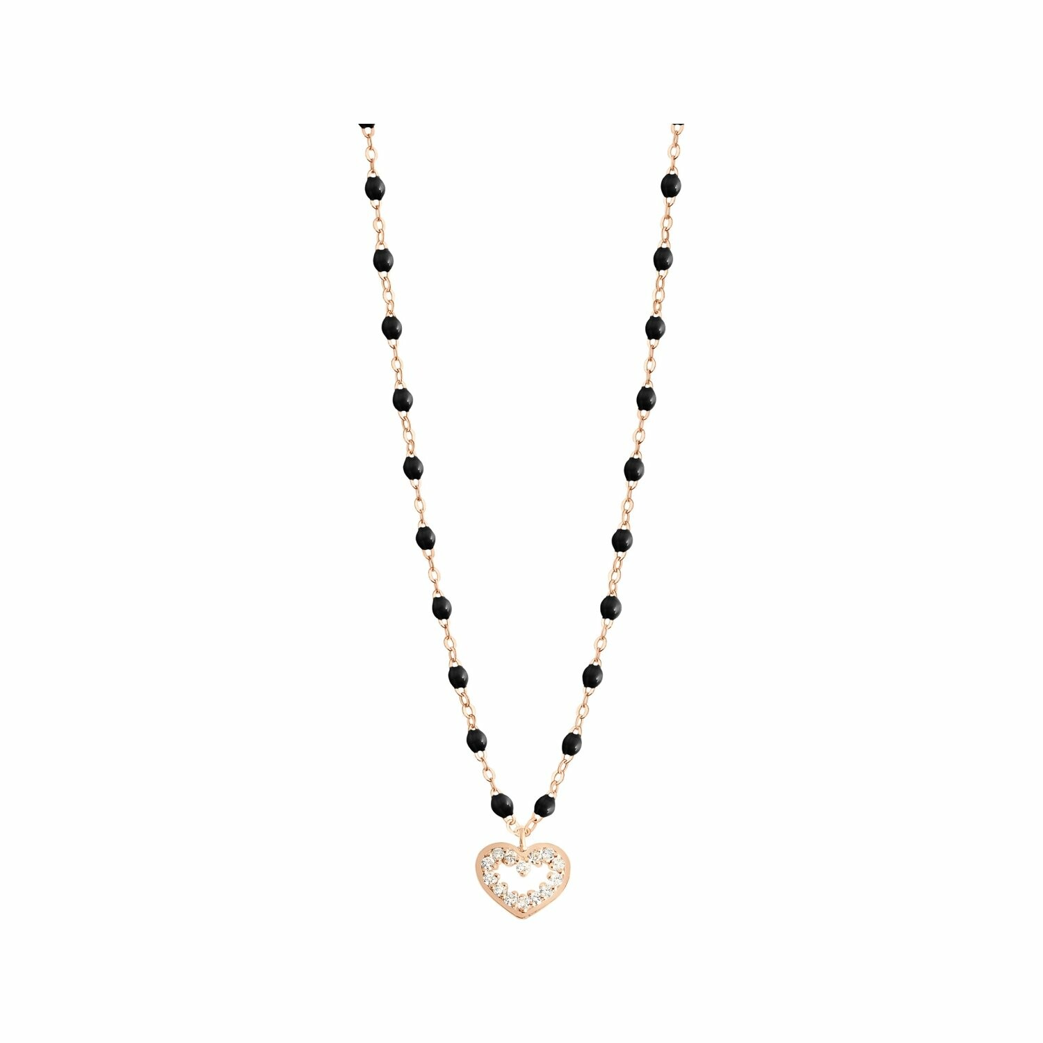 Achat Collier Gigi Clozeau Coeur Suprême en or rose, diamants et résine noire, taille 42cm