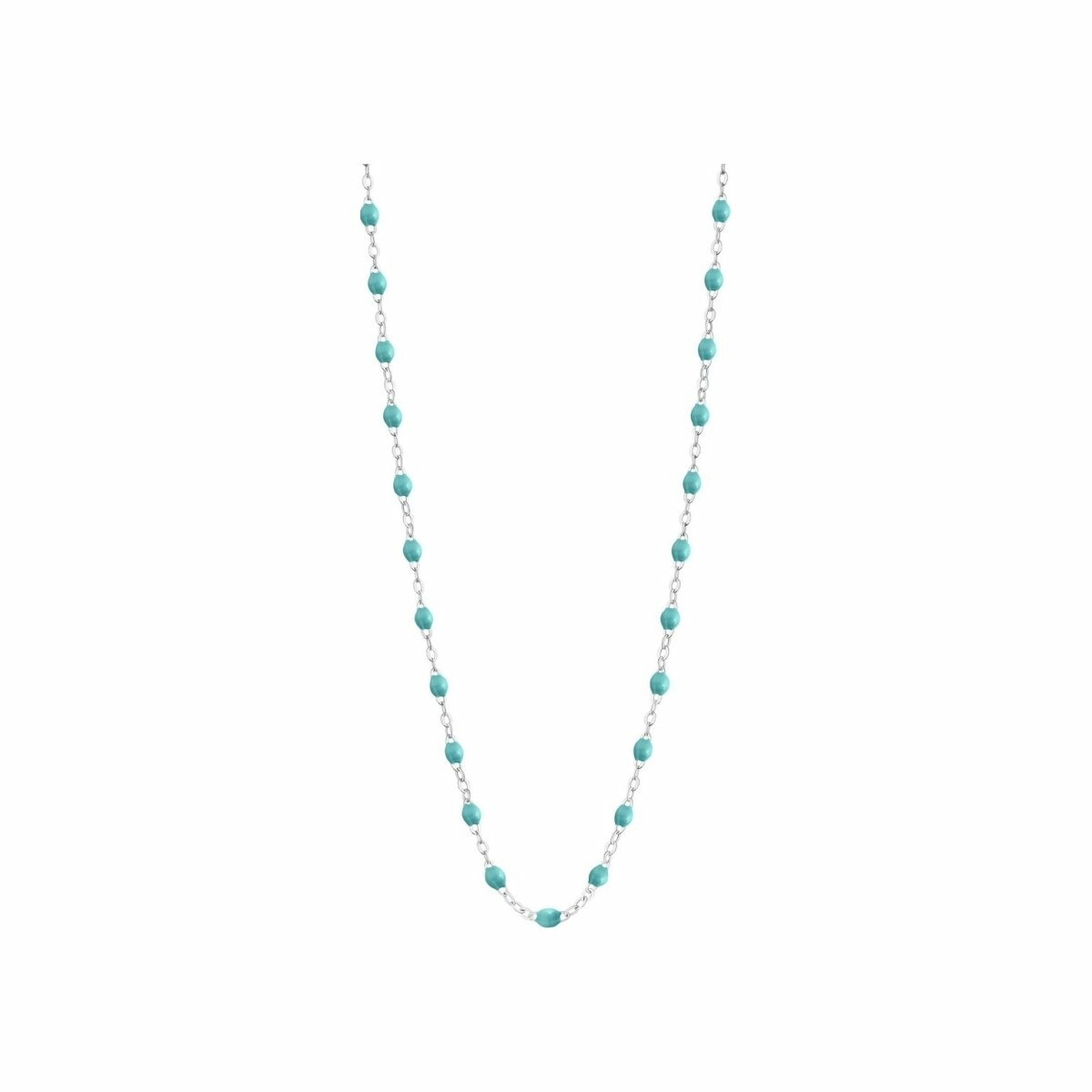 Achat Collier Gigi Clozeau Classique en or blanc et résine turquoise vert, 42cm