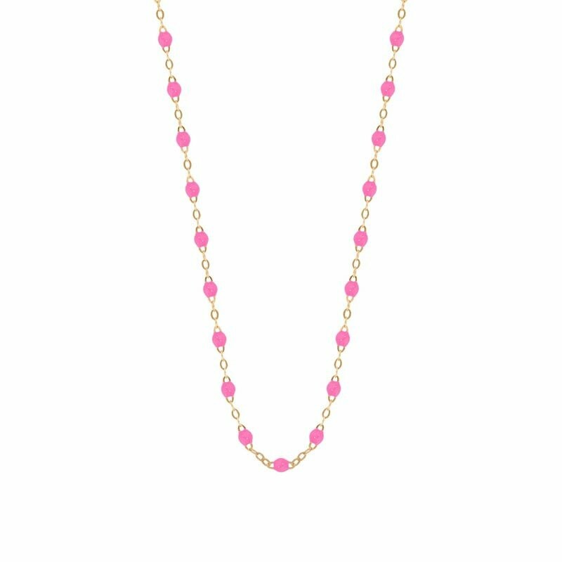 Collier Gigi Clozeau Classique en or rose et résine rose fluo, 50cm