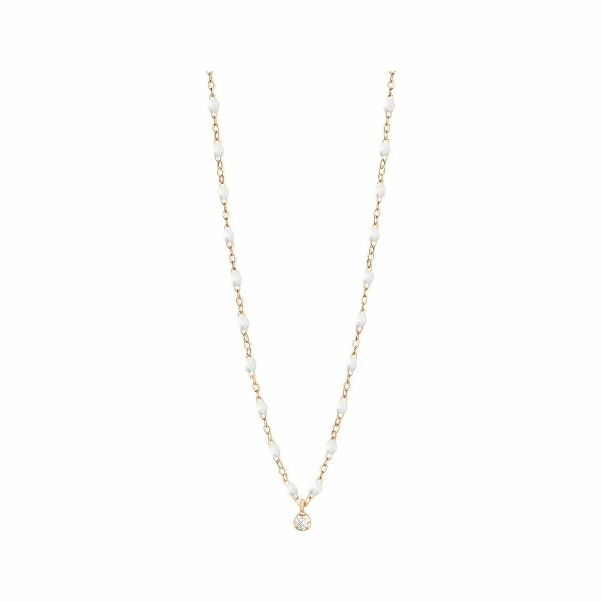 Collier Gigi Clozeau Suprême en or rose, diamants et résine blanche, taille 42cm