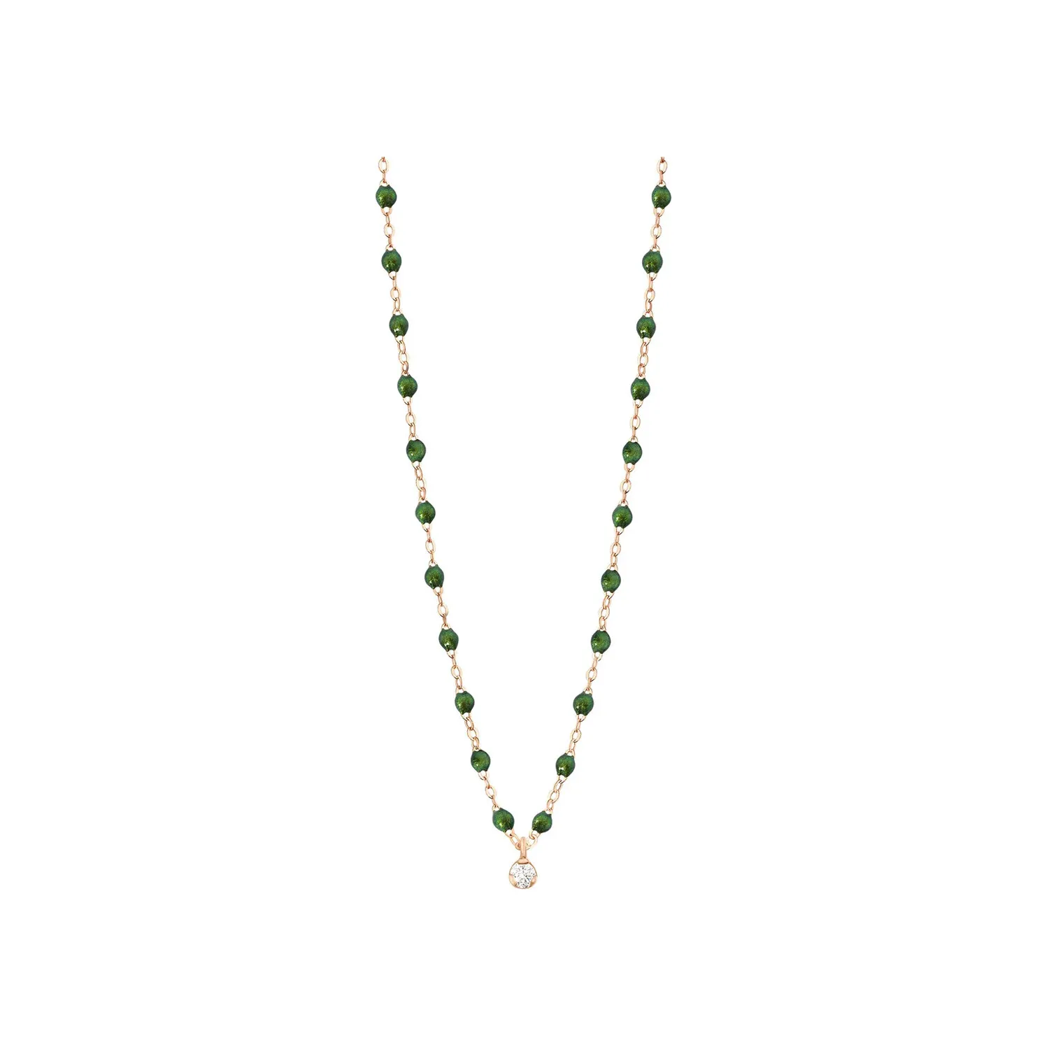 Collier Gigi Clozeau Gigi Suprême en or rose, résine scarabée et diamant, taille 42cm