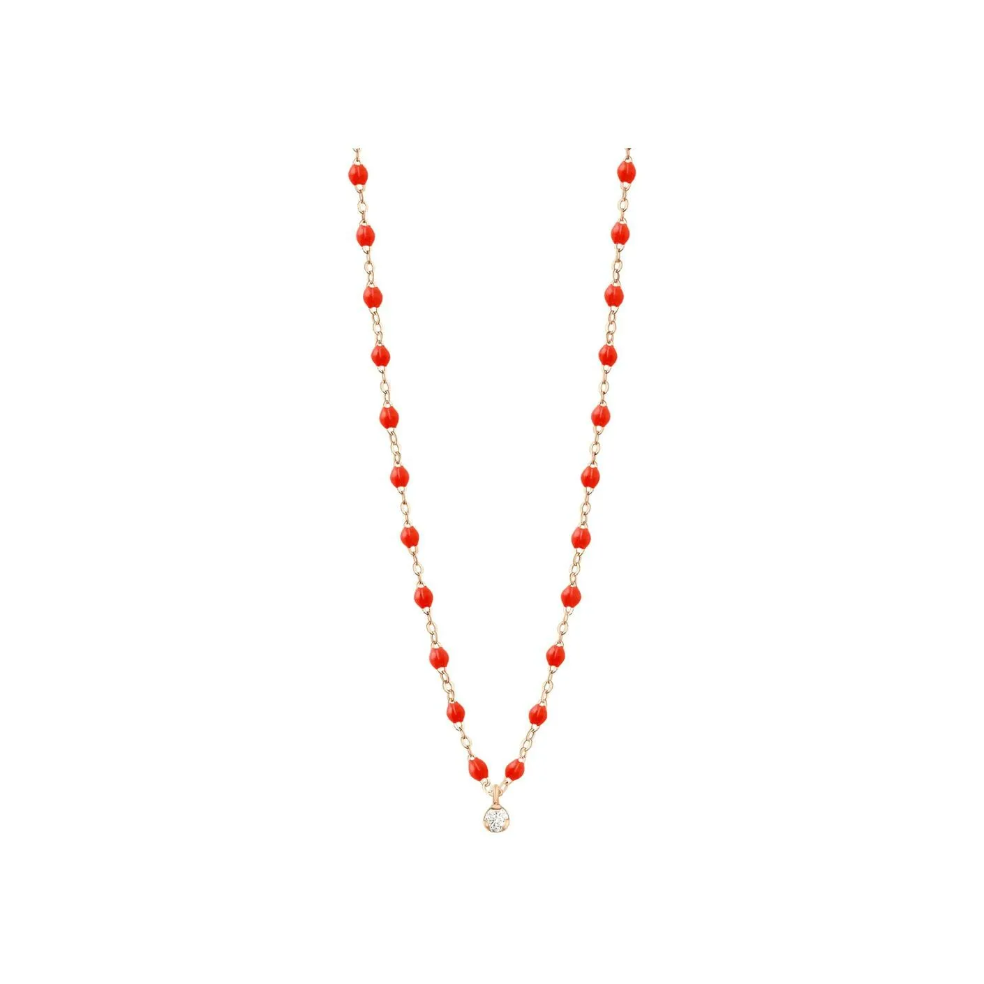 Collier Gigi Clozeau Suprême en or rose, diamant et résine corail, taille 42cm