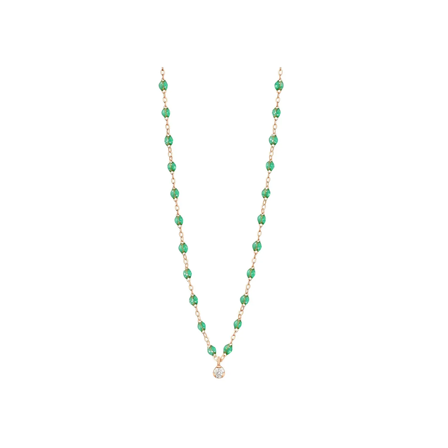 Collier Gigi Clozeau Gigi Suprême en or rose, résine menthe et diamant, taille 42cm B1GS001R6042DI - Rigal