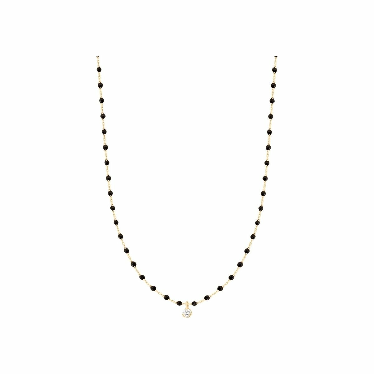 Achat Collier Gigi Clozeau Mini, en or jaune, résine noire et diamant, 40cm